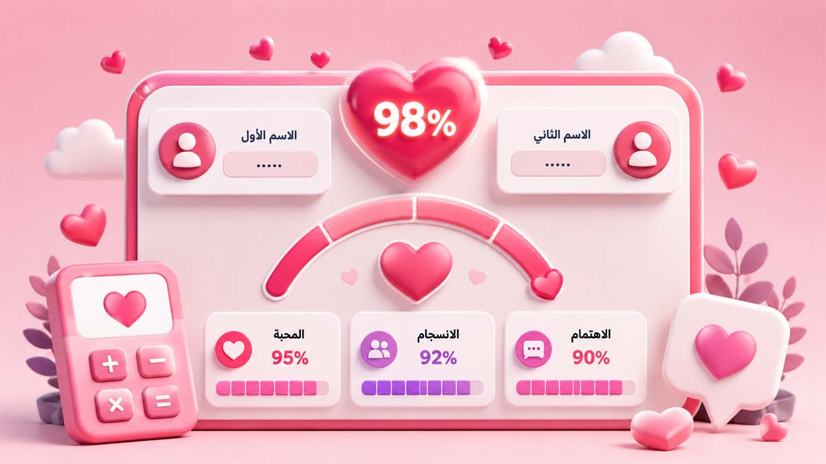 رسم ثلاثي الأبعاد يضم قلبًا رقميًا وعناصر إدخال وواجهة تفاعلية مع مؤشرات توافق ومشاعر ترفيهية